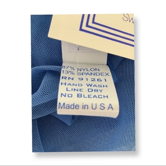 Zuliana blue mesh cover up with lettuce trim Made in USA. NWT - Picture 4 of 4